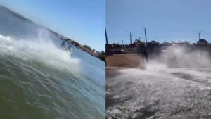Vídeo mostra homem atravessando rio com moto de trilha no sul do Pará