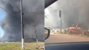 Incêndio de grandes proporções atinge ferro-velho às margens da BR-222, em Marabá